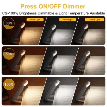 USB Rechargeable Book Light Reading Light Eye Protection Night Light Portable Clip Desk Light Bookmark Read Light Night Lamp Led