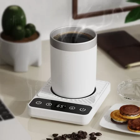 Electric Coffee Mug Warmer Portable Cup Heater for Water Tea Heating Coaster 9 Temperature Settings for Home Office Timing Off