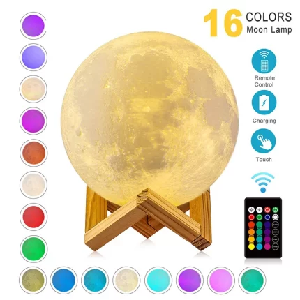 LED Night Light 3D Print Moon Lamp Glowing Moon Rechargeable Color Change 3D Light Touch Moon Lamp Children's Glowing Toy Gifts