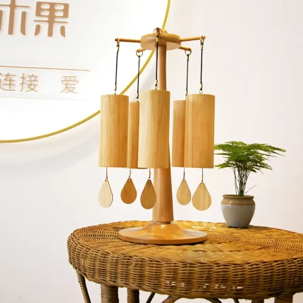 Wind Chime Stand French Bamboo Desktop Decoration Desktop Song Poem and String Therapy Hand Bell Beech Hanging Wooden Shelf