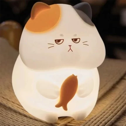 D2 Greedy Cat Night Light USB Rechargeable Warm and RGB Nursery Sleeping Lamp Cute Breathing Light For Kid Room Decor Home Gift