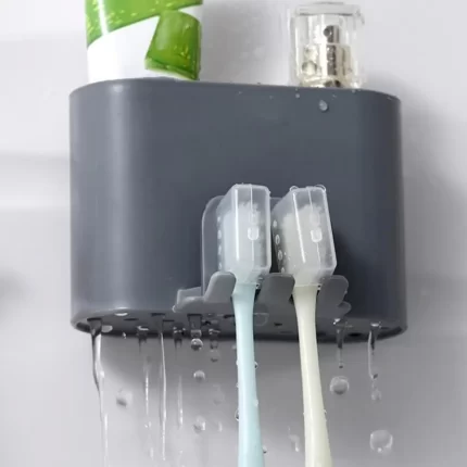Toothpaste Toothbrush Holder Wall-mounted Draining Hole Design Non-marking Punch-Free Toothbrush Holder Hotel