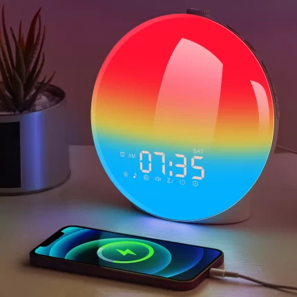 Rainbow Dazzling Light Sunrise Simulation Alarm Clock, Household Desktop Decoration, Creative Colorful Light, Natural Wake Up Li