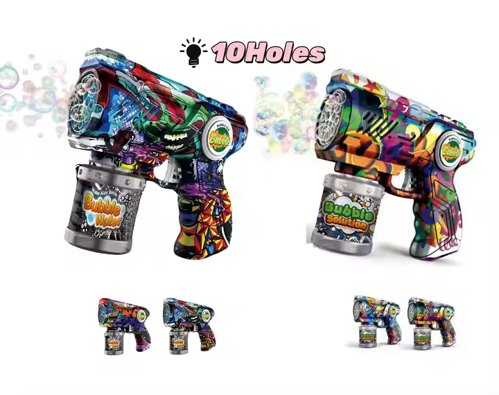 Photon Foam Blaster XT- Bubble Gun with10 Holes Electric Graffiti Bubble Machine Children's Outdoor Summer Games